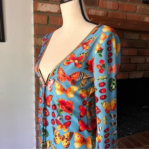 Kasia de Gelaque Butterfly Bug Print Long Sleeve Dress Sz S - Picture 5 of 11